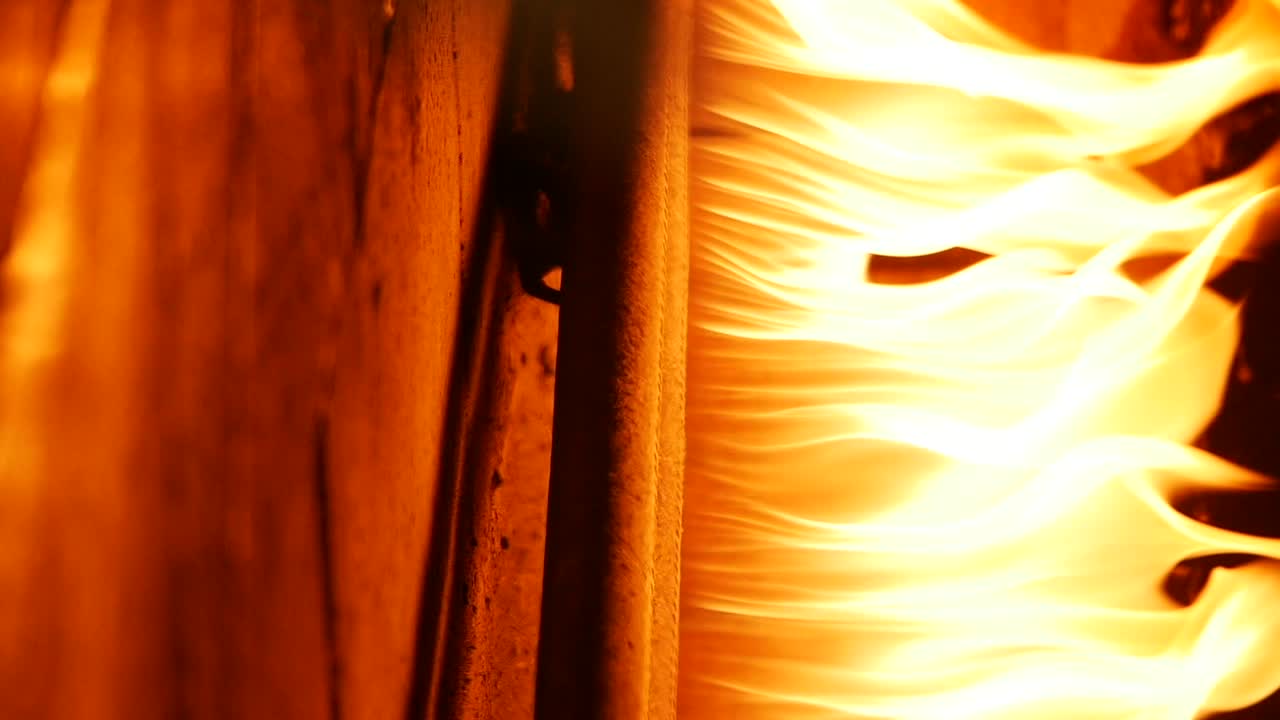 Close-up of Flames in a Wood Stove