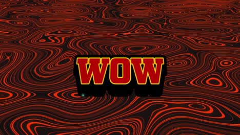 Animation-of-wow-text-over-red-liquid-background