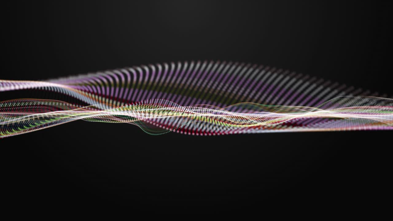 Futuristic animation with particle wave object in slow motion, 4096x2304 loop 4K