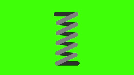 2d animated illustration of a metal spiral on a green screen