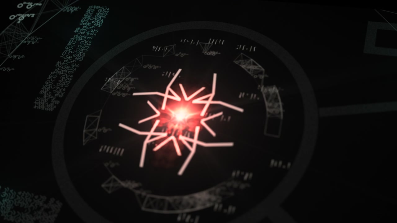 Futuristic sci-fi film or gaming HUD interface with alien telemetry radar loop. Perfect for UI overlays, spacecraft cockpits, and technological overlays.