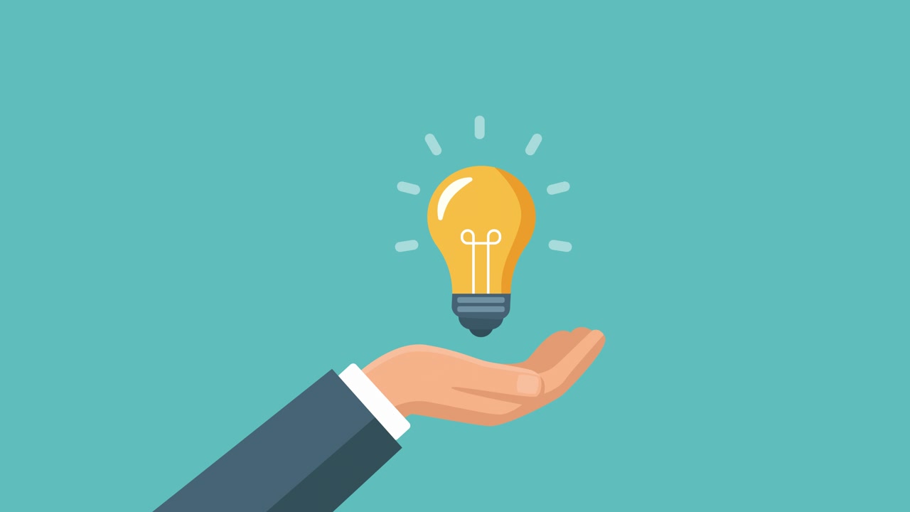 Animated Hand with Question Mark and Light Bulb Idea