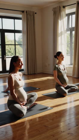 pregnant women in yoga class