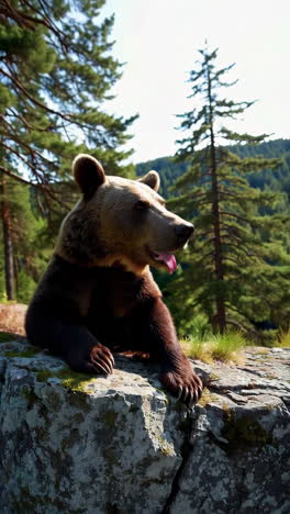 brown bear in majestic mountain scenery