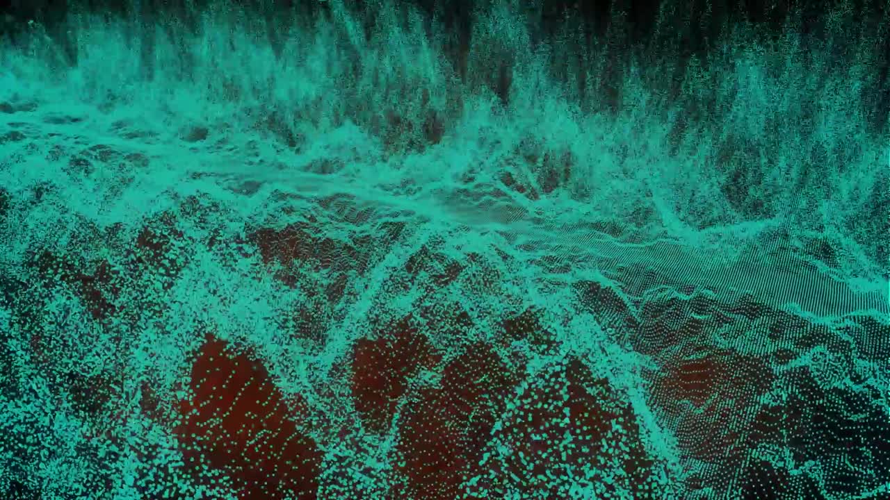 Animation of dynamic wave of blue dots moving on abstract background