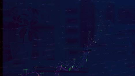 animation of data processing over cityscape