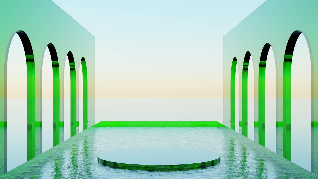 Abstract Green Archway Product Display