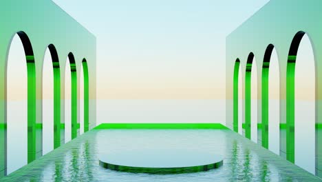 abstract green archway product display