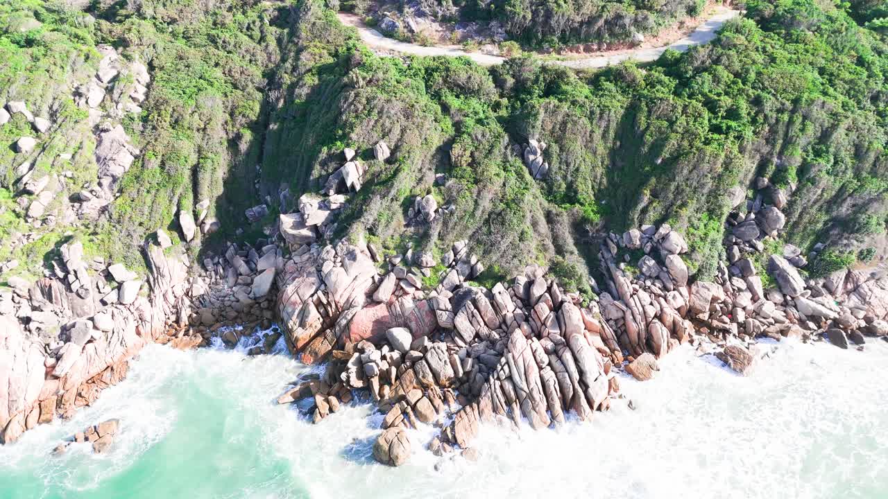 Aerial View Pan of the Coast and the Rocks in Ninh HảI District.