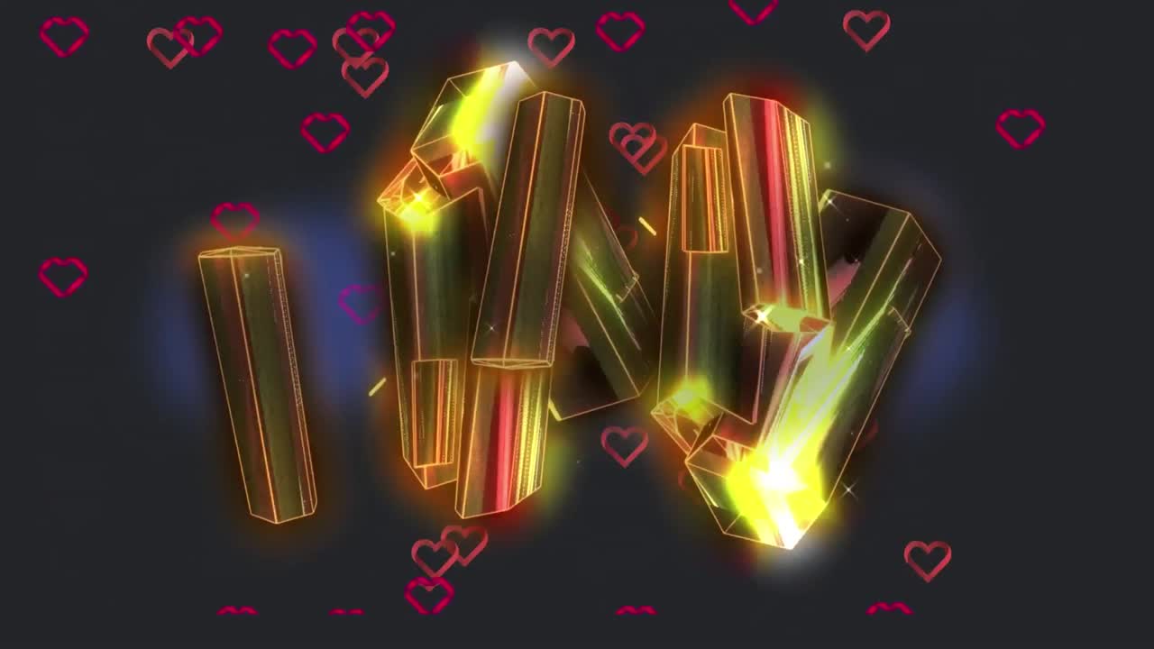 심장 위에 떠다니는 크리스탈의 애니메이션