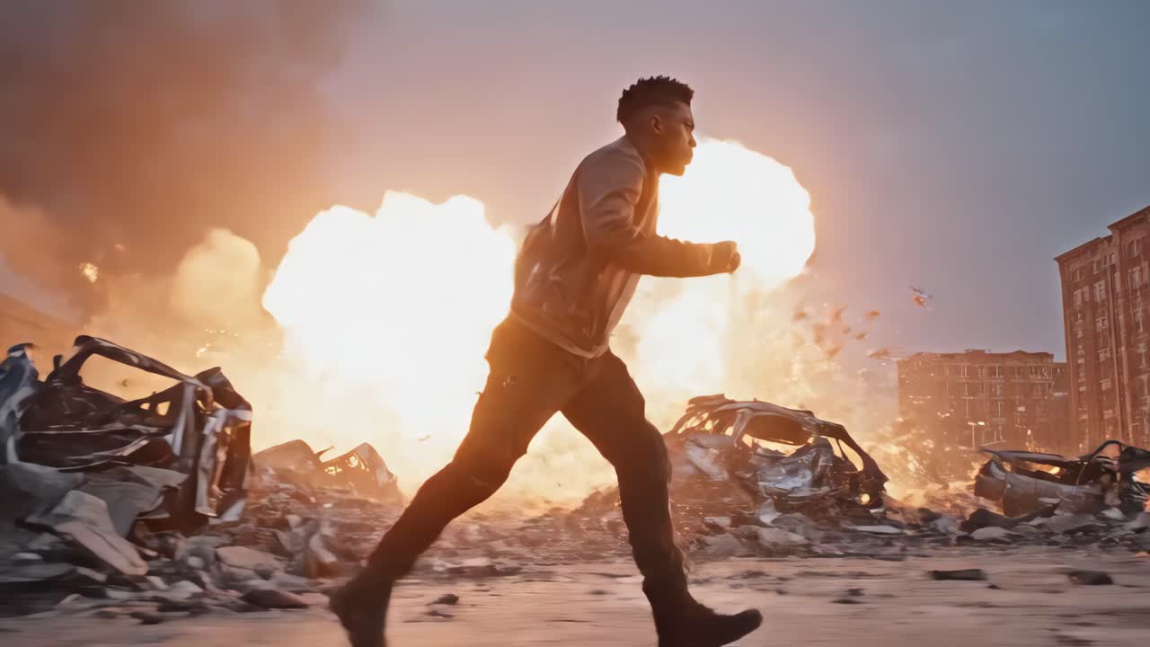Man Running from Explosion