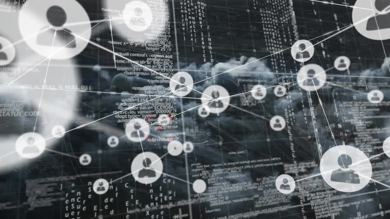 animación de la red de conexiones a través del procesamiento de datos y la red de conexiones con el mapa del mundo