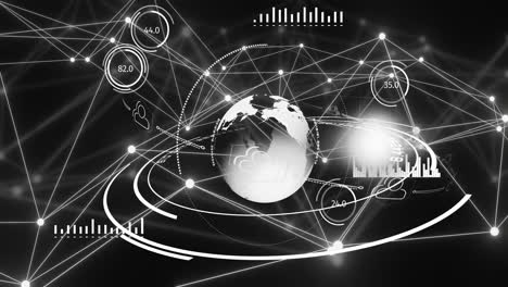 animation of data and network of connections over globe