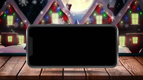 Animation-Eines-Leeren-Smartphone-Bildschirms-Mit-Winterlandschaft