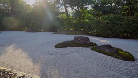 the design of the gardens in the zen temples in kyoto try to imitate the shapes of the sea, where the large stones are islands and the small ones are the sea and its waves