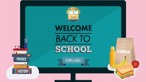 Animation-of-back-to-school-text-on-pink-background