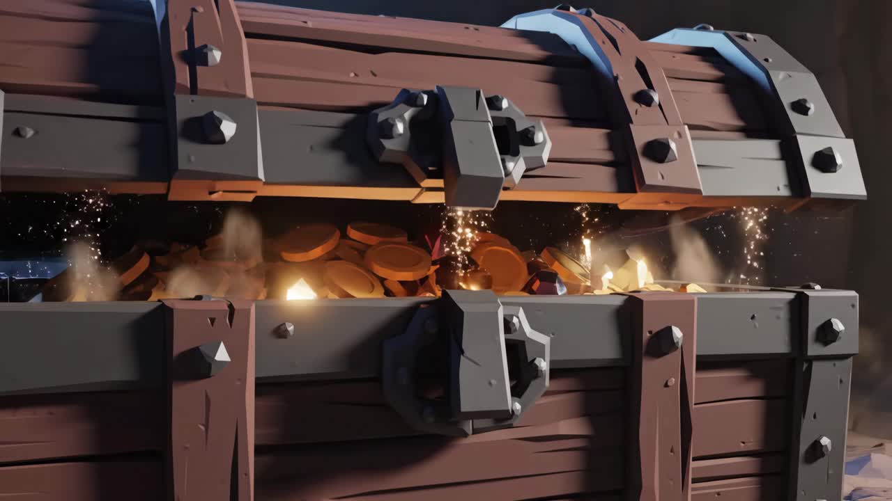 Treasure Chest Filled with Gold Coins