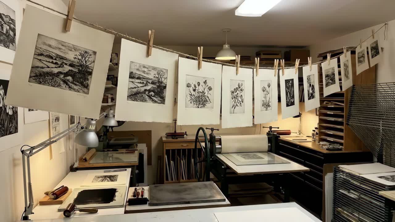 Atelier di stampa d'arte con stampe originali