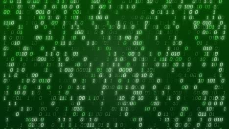 animation of green binary coding data processing over green background