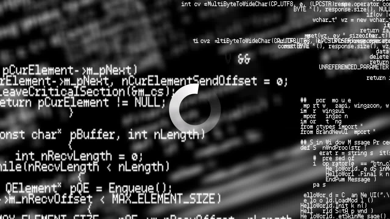 Animation of data loading ring over data processing