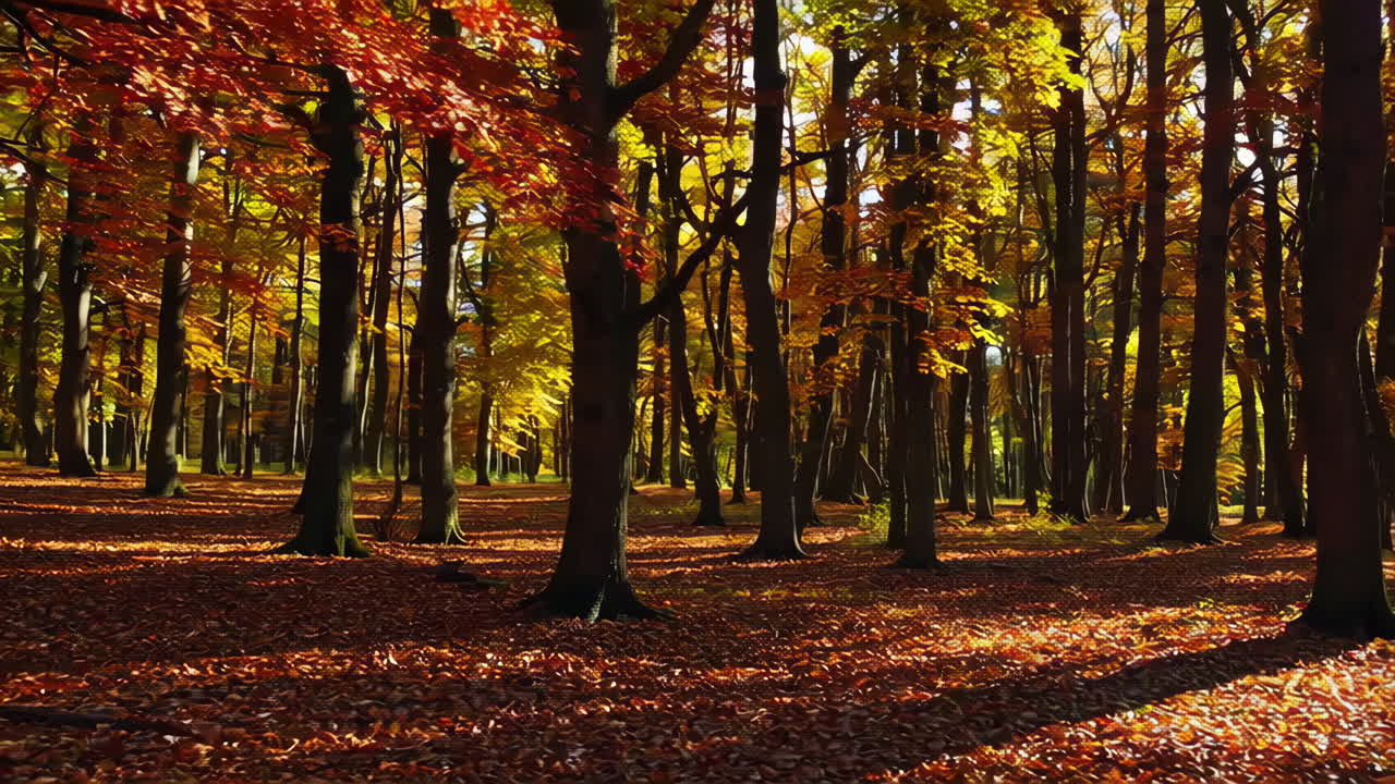 la luz del sol del bosque de otoño