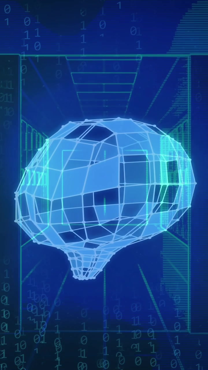 Animation of brain over digital tunnel