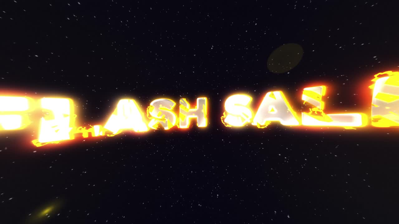 Animación de texto dinámica de venta flash con efecto de revelación llameante