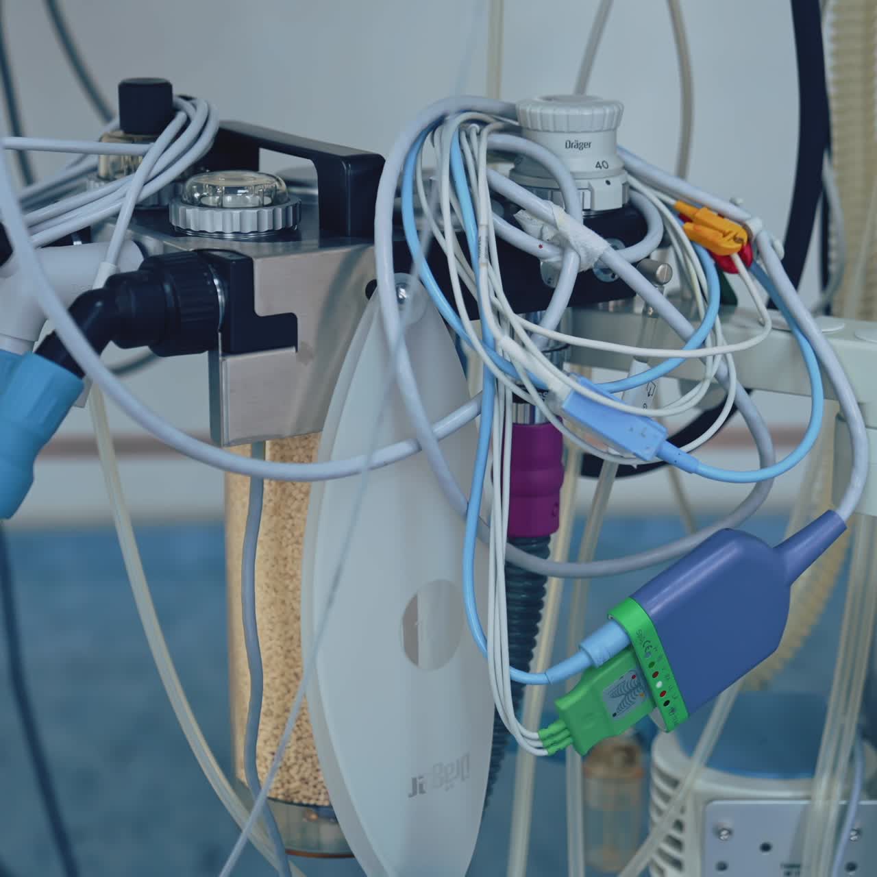 Modern equipment in operating room. Interior of operating room in modern clinic