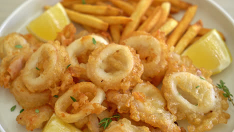 calamari - fried squid or octopus with french fries