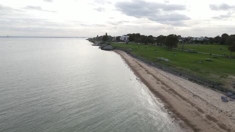 Imágenes-Aéreas-De-East-Beach,-Shoeburyness,-Essex,-Reino-Unido.