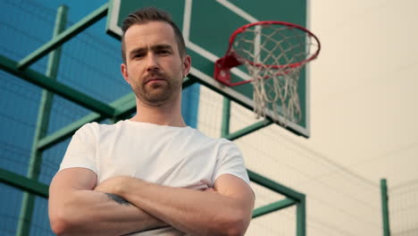 man standing on a basketball court