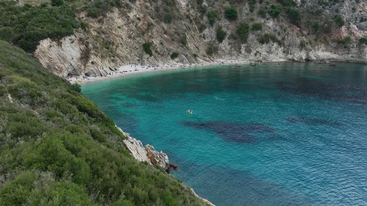 Kayak in Beautiful Secluded Cove - Gjipe Beach Aerial