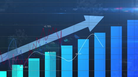 animación del procesamiento de datos estadísticos contra un fondo azul