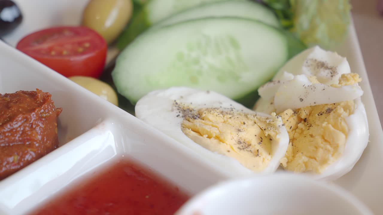 Turkish Breakfast with Eggs and Vegetables