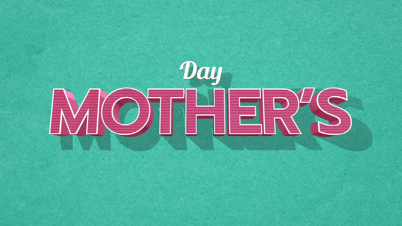 Retro Mothers Day text on green vintage texture in 80s style