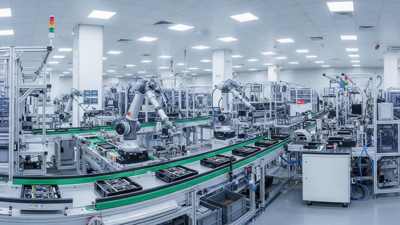 Innovative Industrial Automation: Advanced Robotic Systems Streamlining Production in a Modern Manufacturing Facility with Precision and Efficiency