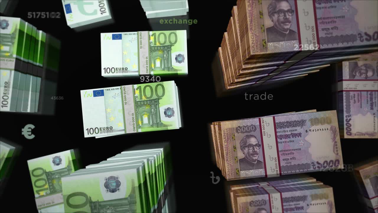 Euro und Bangladesch-Taka Geldwechsel Schleifenanimation