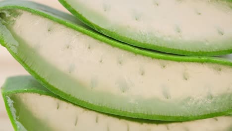 close-up of sliced aloe vera leaves