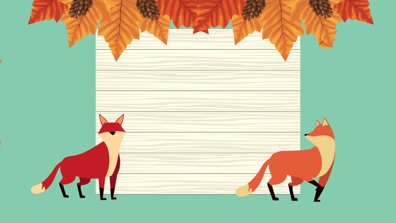 привет осенняя анимация с дикими лисами и листьями