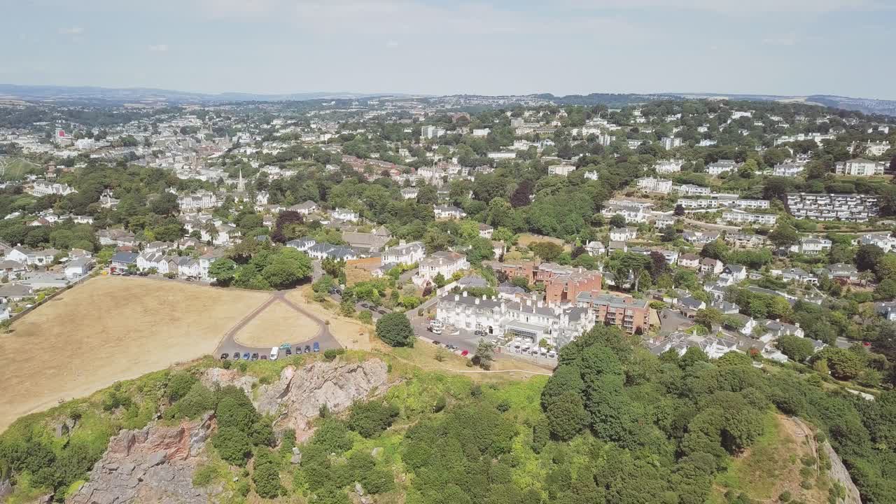 Aerial View of a Town with Architecture and Greenery