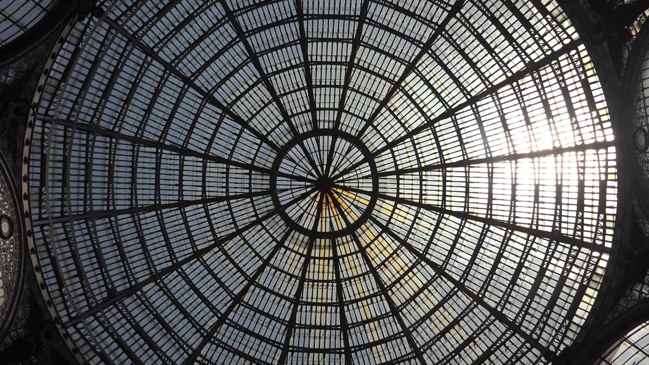 Low Angle View of Ornate Glass Dome Ceiling