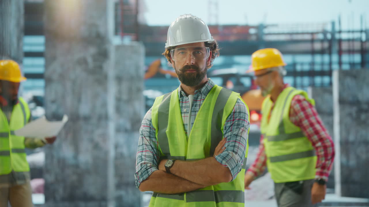 Professional Engineer or Construction Worker at Building Site