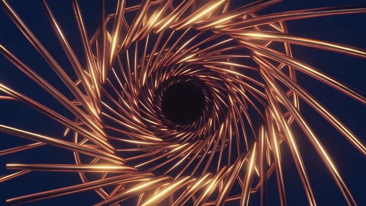 Abstract Rotating Golden Metal Rods Forming a Tunnel