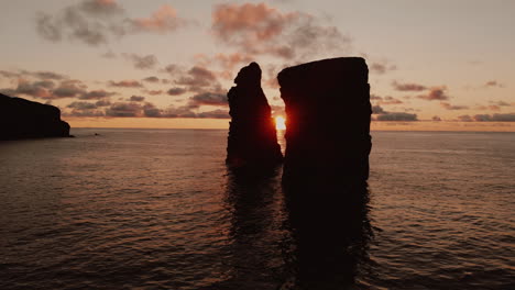 sunset over sea stacks