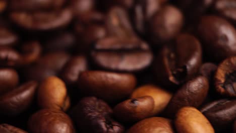 roasted beans and fine ground coffee, macro close up