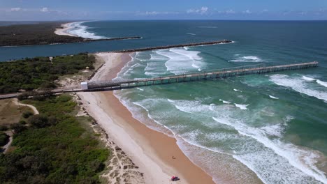 doug jennings park, the spit dog beach in main beach, queensland, australia - aerial shot