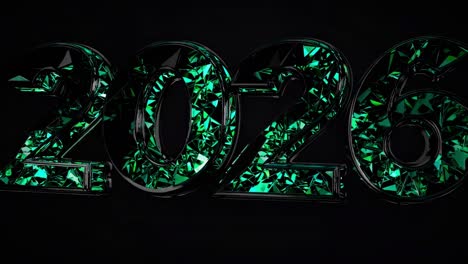 2026 happy new year, emerald-like crystal design