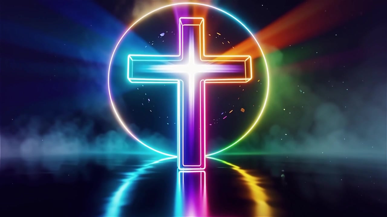 Croce Cristiana Luce Celestiale Sfondo per il Culto.