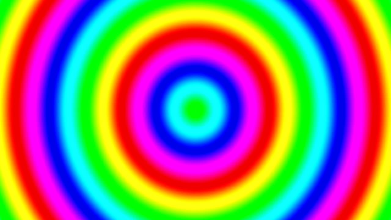 anillos de gradiente espectral del arco iris que se mueven lentamente hacia afuera, bucle sin costuras