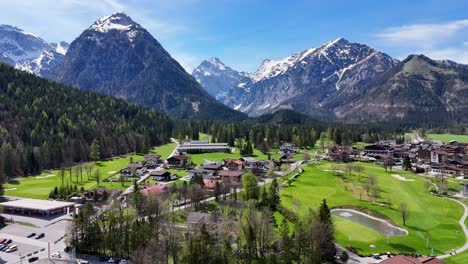 austria breathtaking mountain and river drone view